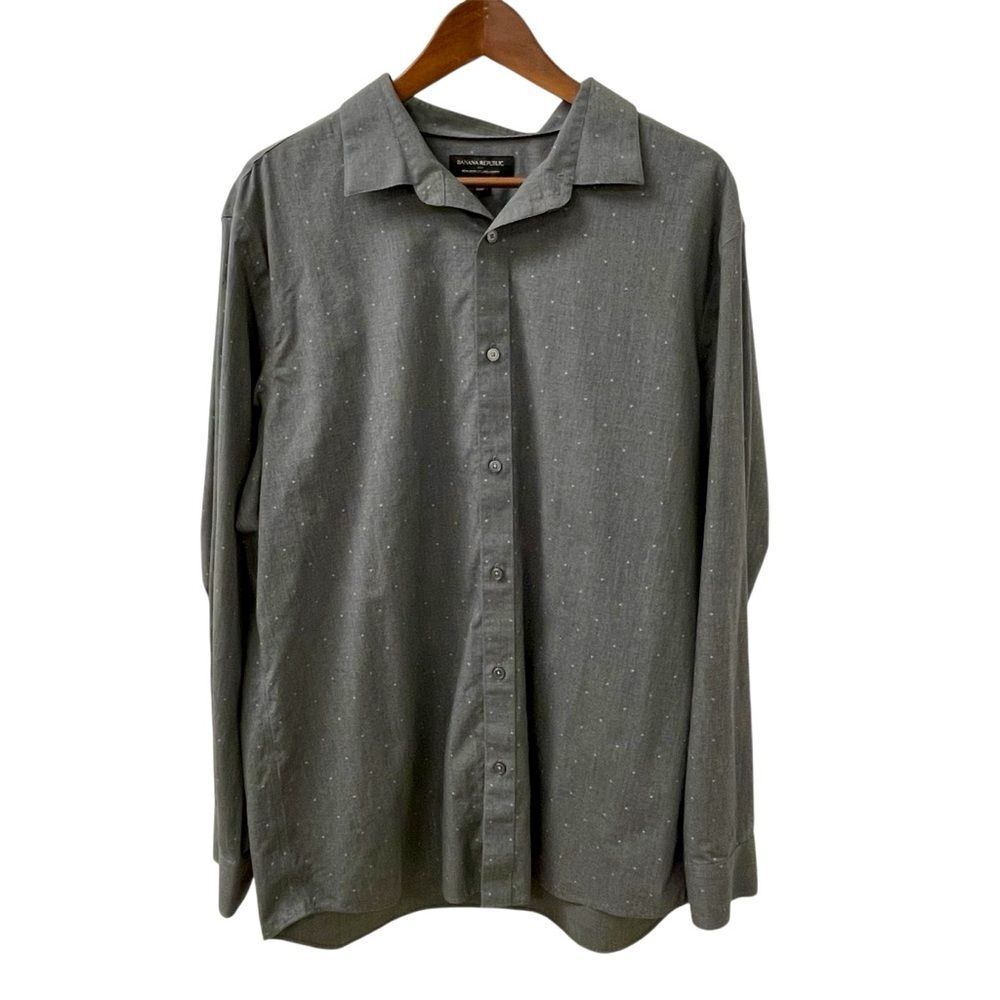 Banana Republic Button Down Shirt Gray Non-Iron Standard Fit Men’s Size XL